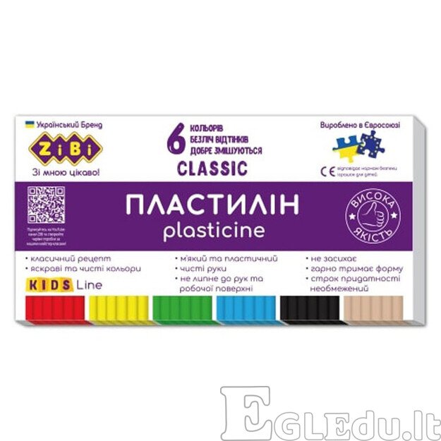 Plastilinas CLASSIC KIDS Line 6sp 120g