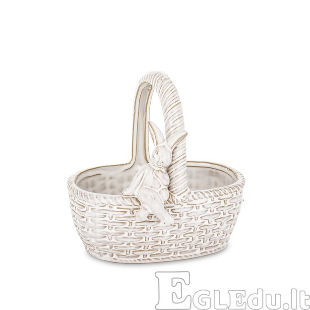 Krepšelis dekoratyvinis keramikinis su kiškiu