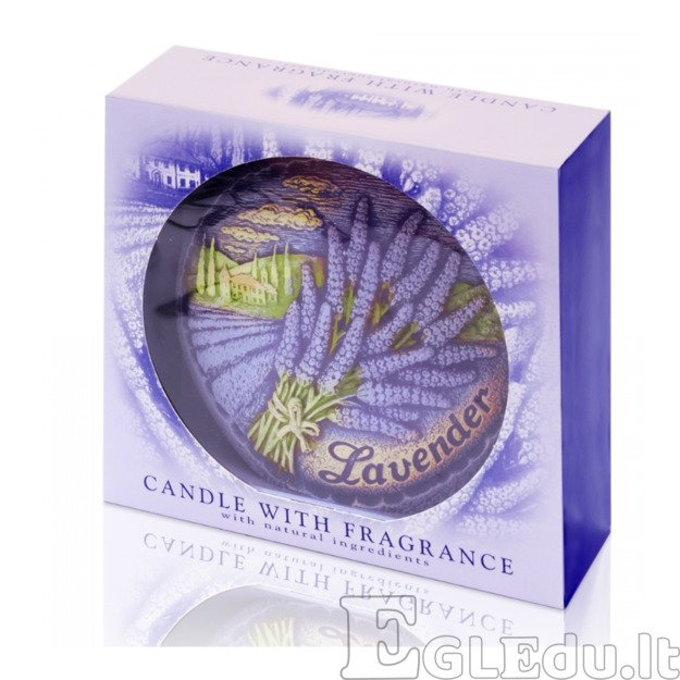 LEVANDŲ KVAPIOJI DISKO FORMOS ŽVAKĖ 130 mm 1