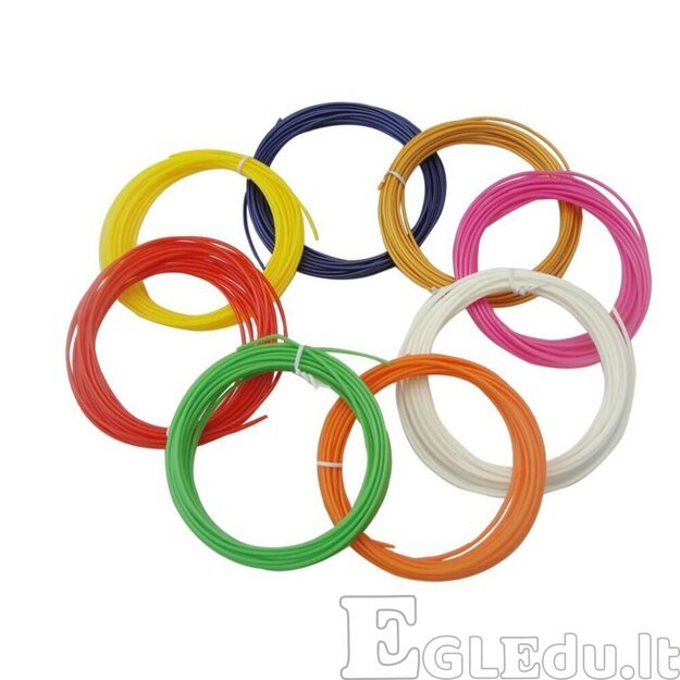 3D rašiklio papildymas, 1,75mm. 10spalvų po 5metrus 2