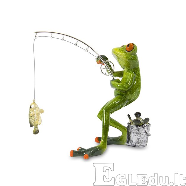 Figūrėlė varlė sužvejojusi žuvį